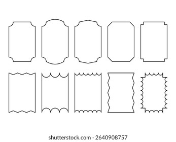 Vintage Label Frames Vector Set. A collection of 10 vintage-style label frames in black outline. These decorative retro frames are ideal for product packaging, logo templates, or sticker.