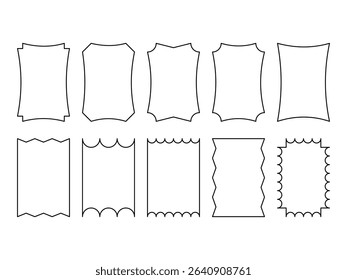 Vintage Label Frames Vector Set. A collection of 10 vintage-style label frames in black outline. These decorative retro frames are ideal for product packaging, logo templates or invitations.