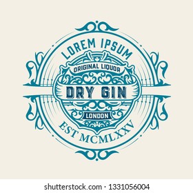 Vintage label with gin liquor design