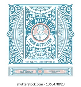 Vintage label with gin liquor design