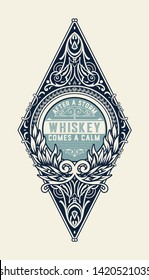 Vintage Label With Gin Liquor Design