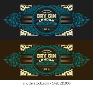 Vintage Label With Gin Liquor Design