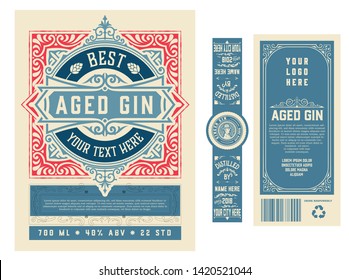 Vintage Label With Gin Liquor Design