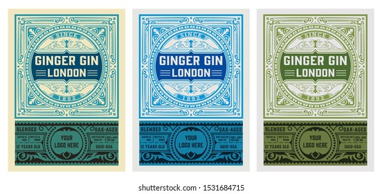 Vintage label with gin liquor design
