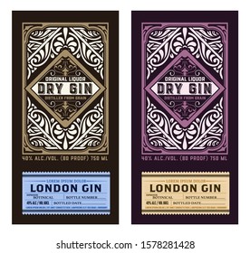 Vintage label with gin liquor design
