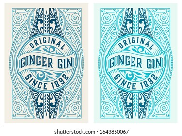 Vintage label with gin liquor design