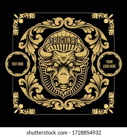  vintage Label golden classic for your logo vector design 