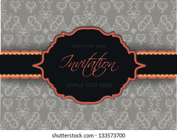 vintage label, gray, black, orange