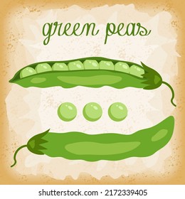 Vintage label for green peas