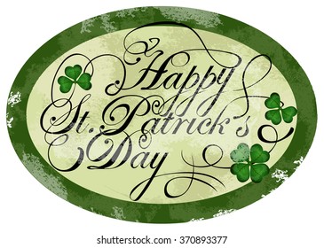 Vintage label with greeting Saint Patricks day.