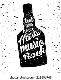 Vintage Label. Hard Music Rock. Typography Elements.