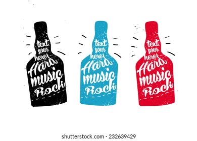 Vintage Label. Hard Music Rock. Typography Elements.