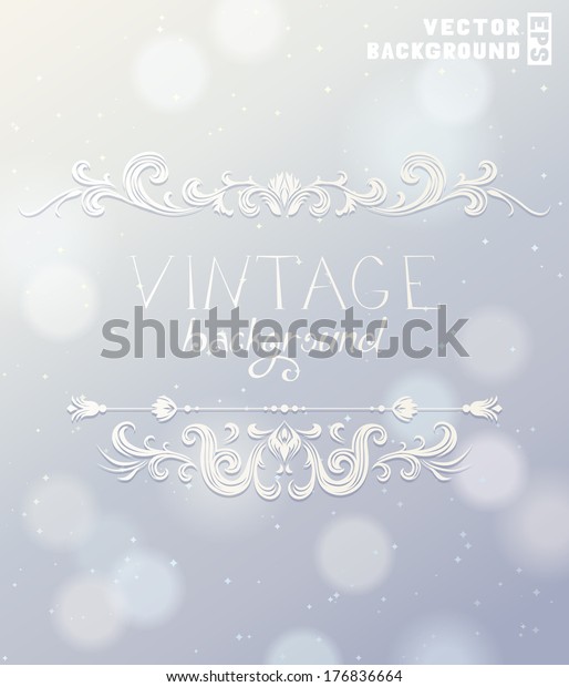 Vintage label for holiday design.\
Calligraphic vector decoration on defocus background. There is\
place for your text. Greeting card. Vector\
illustration.