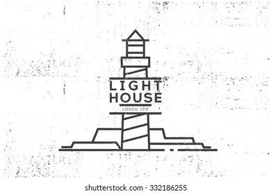 vintage label -  lighthouse on a white background. Stock vector.