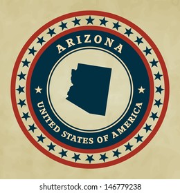 Vintage label with map of Arizona, vector