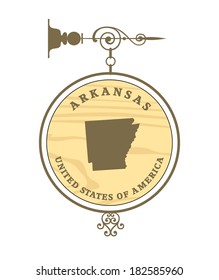 Vintage label with map of Arkansas, vector