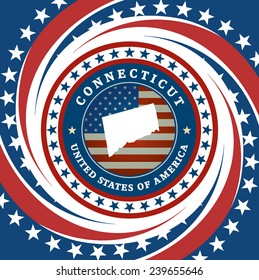 Vintage label with map of Connecticut, vector