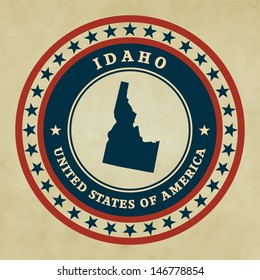 Vintage label with map of Idaho, vector