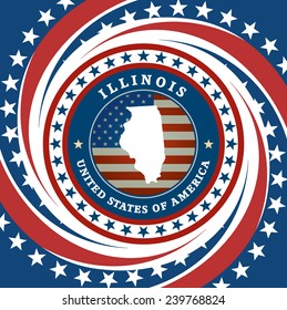Vintage label with map of Illinois, vector