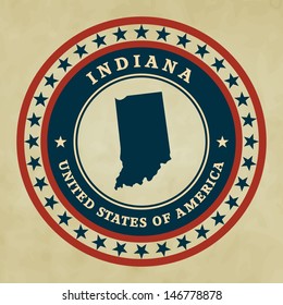 Vintage label with map of Indiana, vector