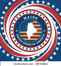 Vintage label with map of Maine, vector