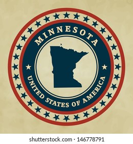 Vintage label with map of Minnesota, vector