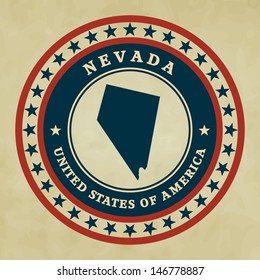 Vintage label with map of Nevada, vector
