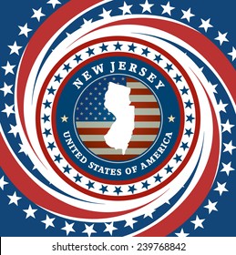 Vintage label with map of New Jersey, vector