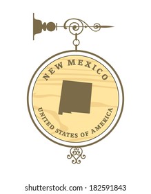 Vintage label with map of New Mexico, vector