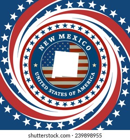 Vintage label with map of New Mexico, vector