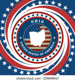Vintage label with map of Ohio, vector