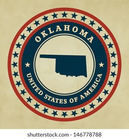 Vintage label with map of Oklahoma, vector