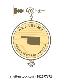 Vintage label with map of Oklahoma, vector