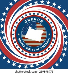 Vintage label with map of Oregon, vector