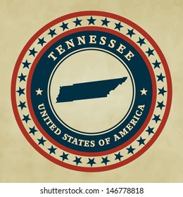 Vintage label with map of Tennessee, vector