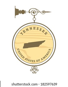 Vintage label with map of Tennessee, vector