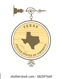 Vintage label with map of Texas, vector
