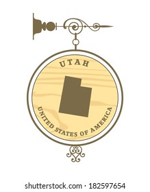 Vintage label with map of Utah, vector