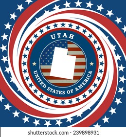 Vintage label with map of Utah, vector