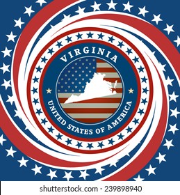 Vintage label with map of Virginia, vector