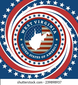 Vintage label with map of West Virginia, vector