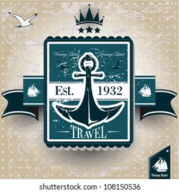 vintage label with maritime character