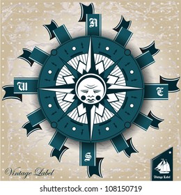 vintage label with maritime character