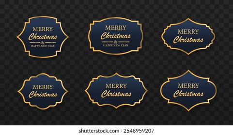 Vintage label for merry Christmas. Banner realistic detailed curved paper or ribbon green color.