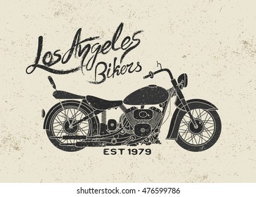 Vintage label with motorcycle.Grunge effect. Print design