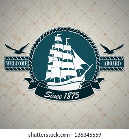 Vintage label with a nautical theme