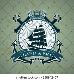 Vintage label with a nautical theme