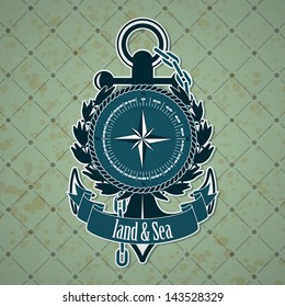 Vintage label with a nautical theme