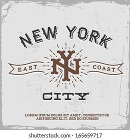 Vintage-Label mit New York City-Monogramm (T-Shirt-Druck)