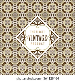 Vintage label on seamless vintage background texture pattern 